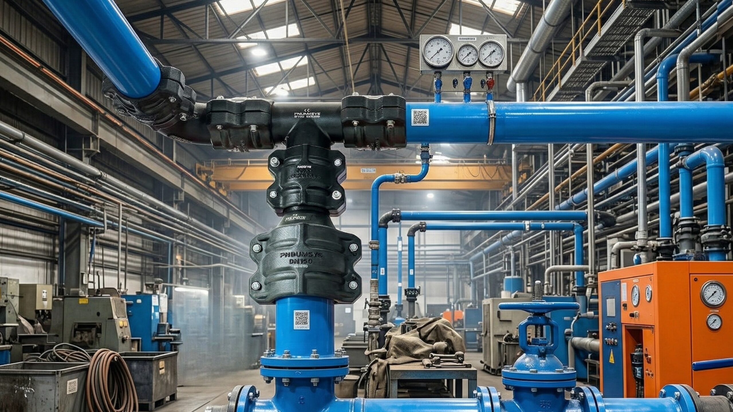 compressed air piping system Europe industrial facility installation